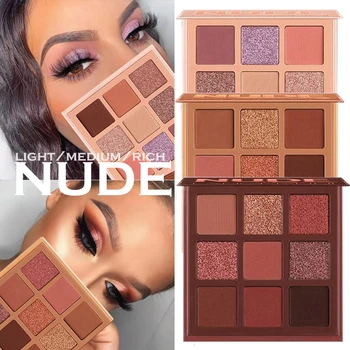 

9 Colors Nude Eyeshadow Kit Matte Glitter Eyeshadow Palette Makeup Diamond Glitter Metallic Shiny Nude Eye Pigment Cosmetics