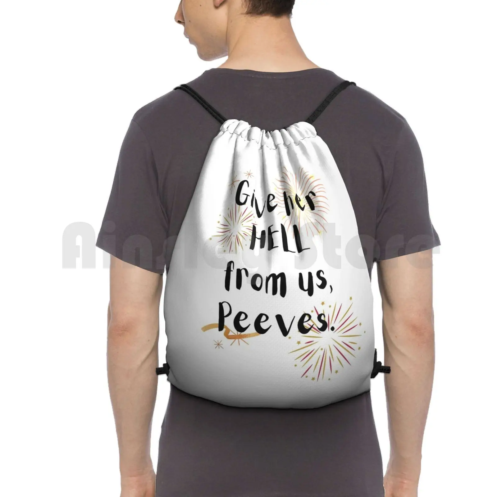 Give Her Hell From Us Peeves. Backpack Drawstring Bag Riding Climbing Gym Peeves Weasley Weasleys Fred George | Багаж и сумки