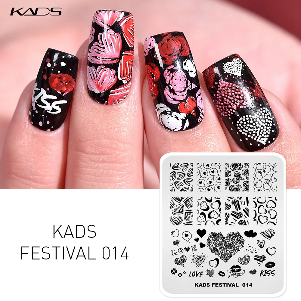 KADS штампы для ногтей Дизайн красивый сердечный шаблон штамповочная пластина
