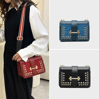 

2020 New Popular Bag Wild Fashion Diamond Ladies Small Square Bag Wide Shoulder Strap Messenger Bags Women Purse and Handbags