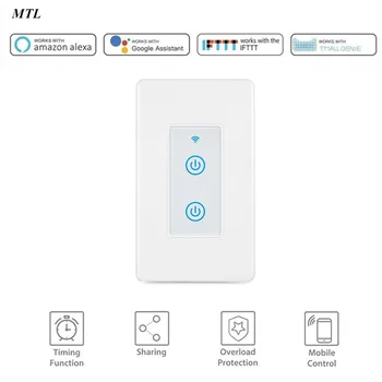 

US WiFi Smart Light Wall Switch Wireless Electrical Interruptor Touch Screen work for Alexa Google Home Assistant IFTTT