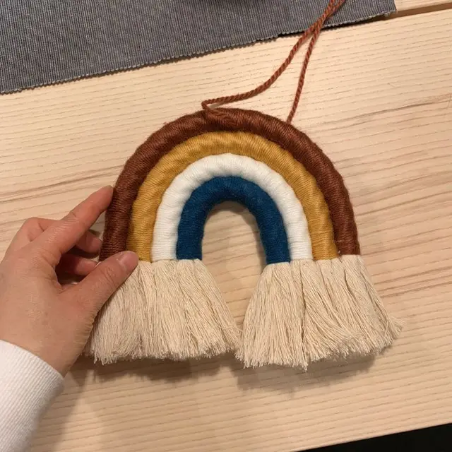 Macrame Rainbow Wall Hanging Home Decoration Boho Room Decor Hand-woven Tapestry 4