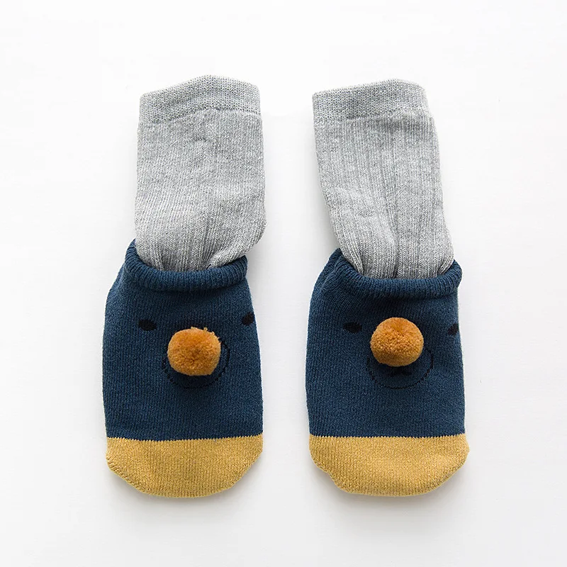 DMROLES/Носки для маленьких девочек; зимние теплые нескользящие носки-тапочки; Мягкие Детские Носки с рисунком; вязаные хлопковые уличные детские высокие носки - Color: a1