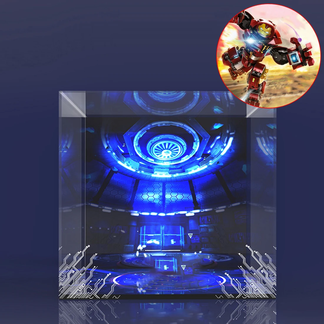 

Building Block Acrylic Dustproof Display Box for Marvel Hulkbuster Ultron 76105 (Display Box Included Only, No Kit) - 3 Lights