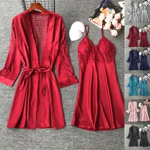 WOMAIL, женское шелковое кружевное платье, ночная рубашка, ночная рубашка, набор пижам, имитация Шелкового кружева, ночная рубашка, платье, набор, 19Dec12