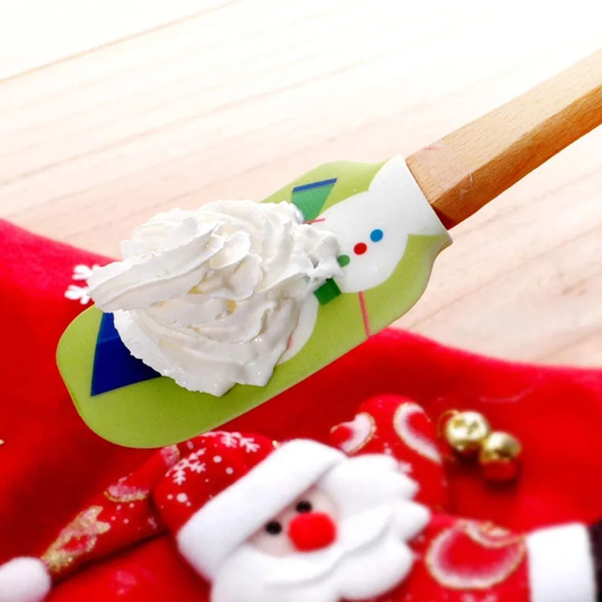 ERMAKOVA Christmas Silicone Spatula Santa Spatula Snow Man Spatula Mixing Batter Scraper Cream Butter Spatula Baking tools