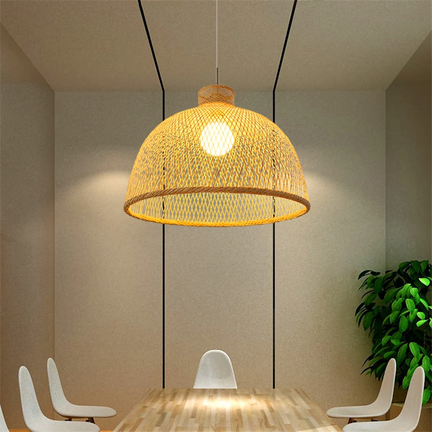 

Vintage Bamboo Art Pendant Lights Wood Wicker Chinese Pendant Lamp Suspension Home Indoor Dining Room Kitchen Fixtures Luminaire