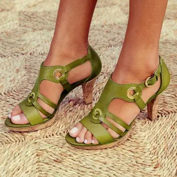 

2020 New Women Sandals Strappy Mule Heel Sandals Slippers Women High Heels Flip Flops Square Toe Slides Party Sandalia Feminina