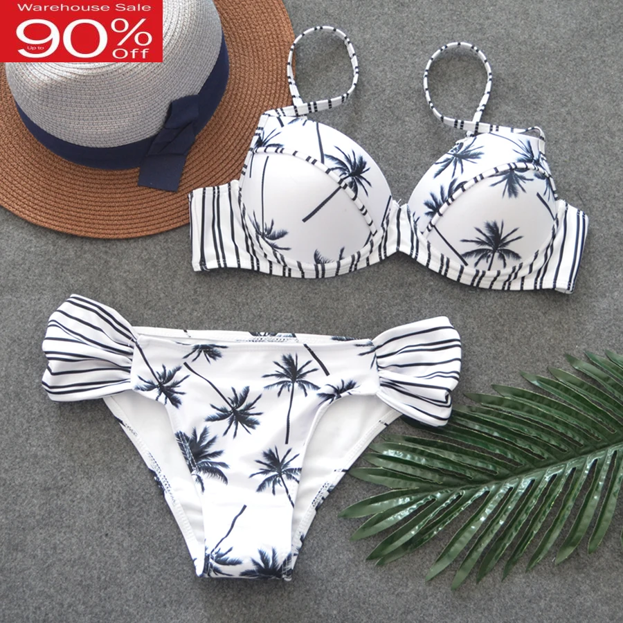 Пикантные бикини с пальмовым принтом женский купальник купальные костюмы низкой