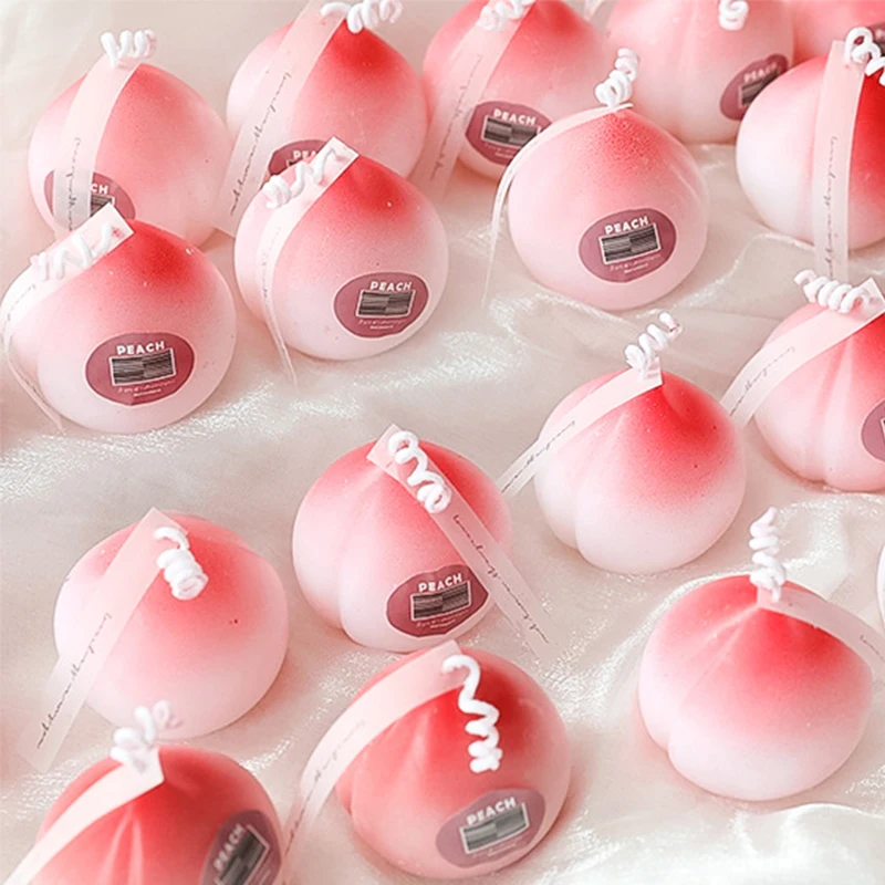 1pcs Artificial Peach Candle Romantic Cute Soy Wax Aromatherapy Small Scent Relaxing Birthday Wedding Party Gift Home Decoration | Дом и сад