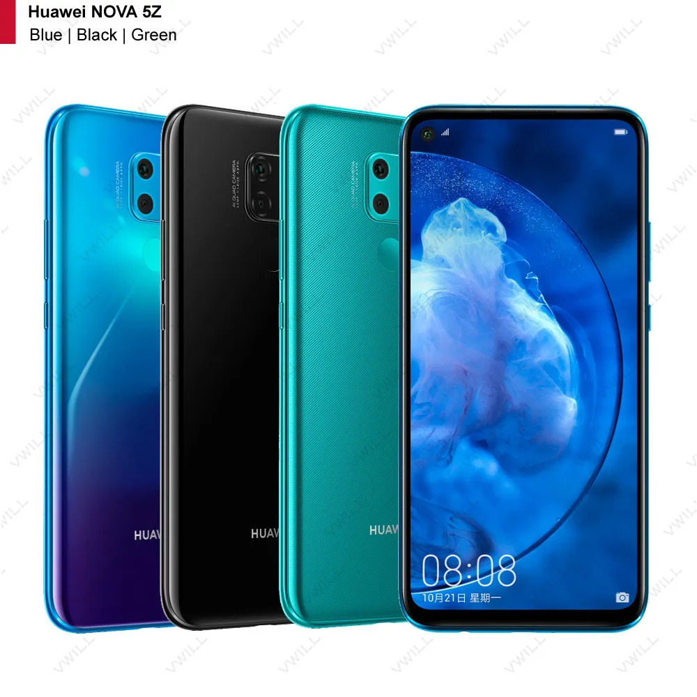 6,26 дюймов HUAWEI Nova 5z мобильный телефон Kirin 810 Восьмиядерный отпечаток пальца ID Поддержка Google play