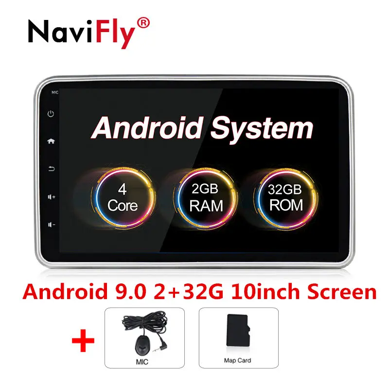 Новинка! 360 градусов поворачивается Android 9,0 Для 1din или 2din автомобильный мультимедийный плеер gps навигация Радио Видео плеер wifi RDS - Color: 9.0 2GRAM 32G 10inch