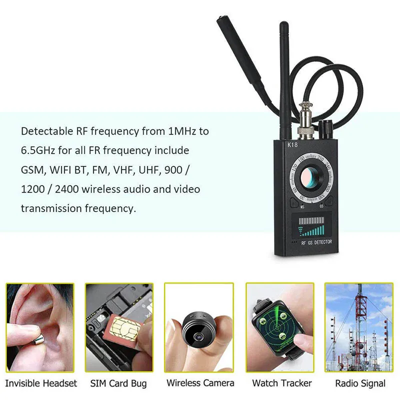 

RF Signal Detector Camera Finder Bug Detector Tracking Device for Travel Hotel GV99