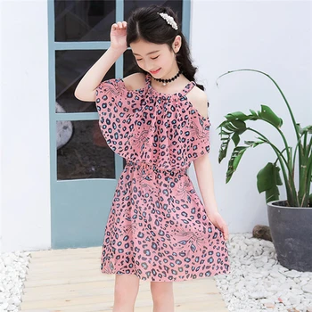 

2020 Summer Girls Dress Kids Flower Princess Dresses Baby Girl Clothes Pink Vestidos 8 10 12T Children Off-shoulder Beach Dress