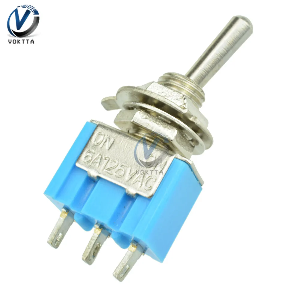 1 шт. MTS-102 переключатель Mini 3-Pin ON-OFF-ON 3 позиционный фиксирующий 6A 125V AC прерывателя