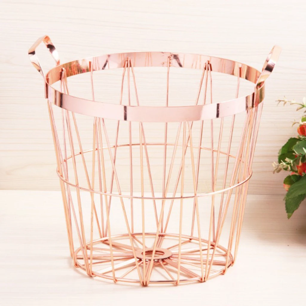 Home Storage Basket, Round Iron Wire Baskets With Handles for Storage, Organization, Kitchen, Home, Decoration