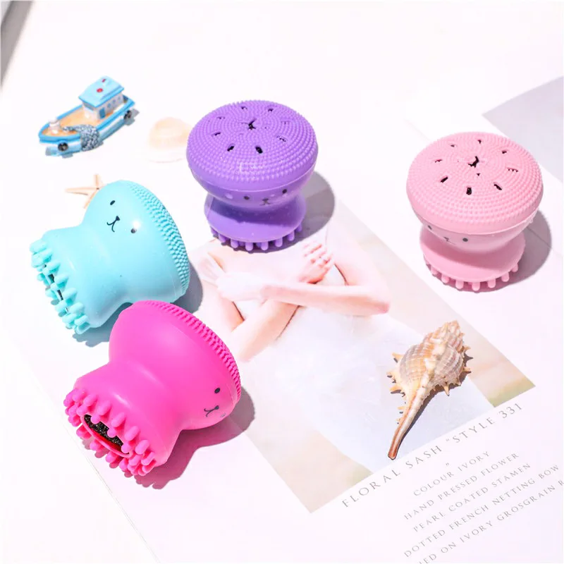 4pcs Octopus Shape Face Cleansing Brush Silicone Pore Cleaner Exfoliator Blackhead Remover Soft Scrub Washing | Красота и здоровье