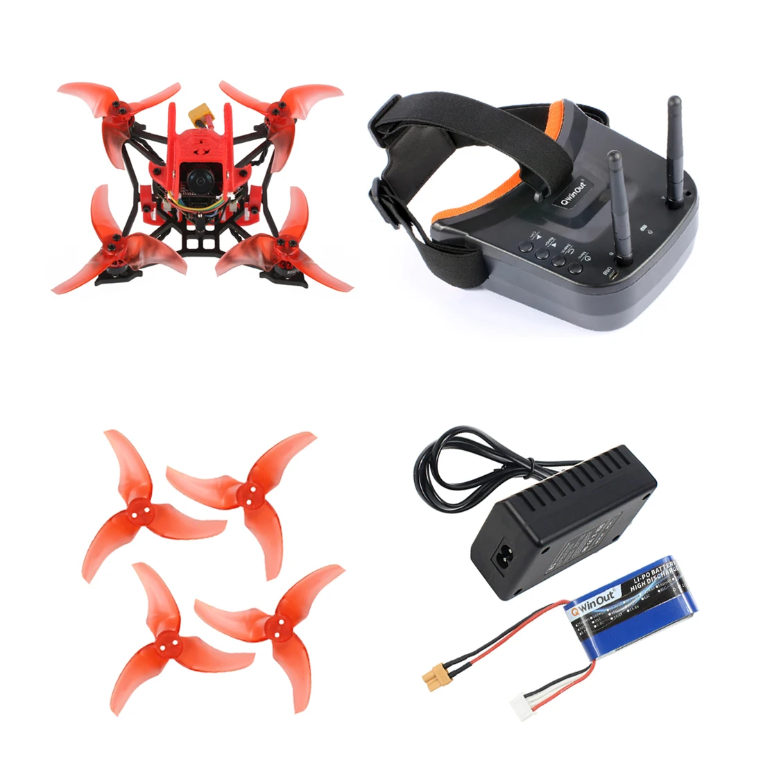 JMT T100 DIY RC Дрон комплект 2,5 дюймов 100 мм Крытый FPV гоночный Дрон с Crazybee F4 PRO V3.0/Frsky приемник/LST-009 FPV очки - Цвет: Красный