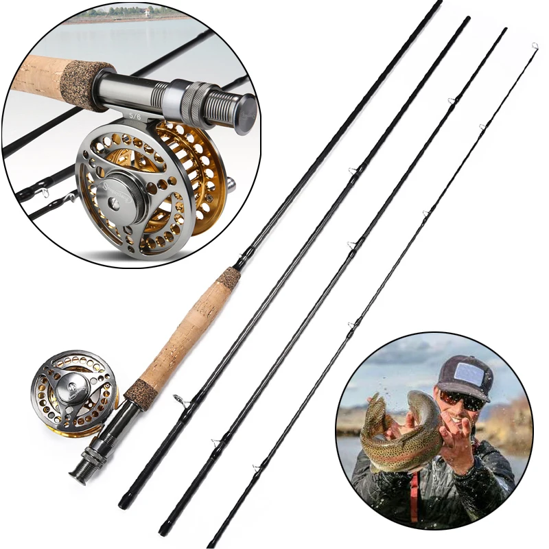

Sougayilang2.7M Fly Fishing Rod Set Portable 4 Sections Fly Rod and 4 Kinds Fly Fishing Reel Combo and Gift Set Fishing Tackle