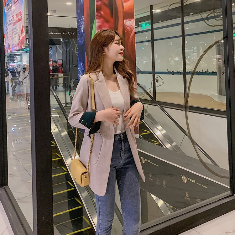 

Photo Shoot Online Celebrity Small Suit Coat Women's 2019 Autumn Clothing New Style One-Button Korean-style Loose-Fit Suit