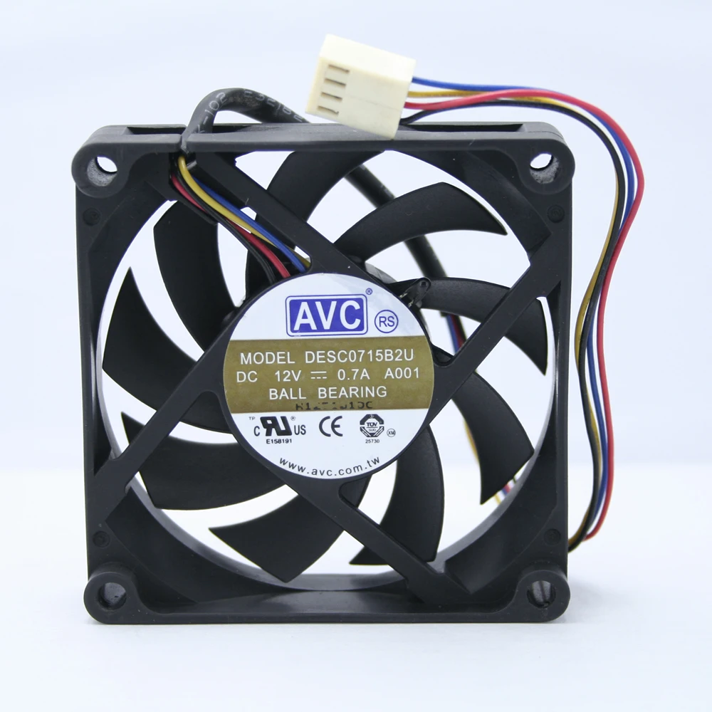 Для AVC DESC0715B2U DC 12V 0.7A 7 см 70x70x20 мм 4-провод двойной шарикоподшипник вентилятора |