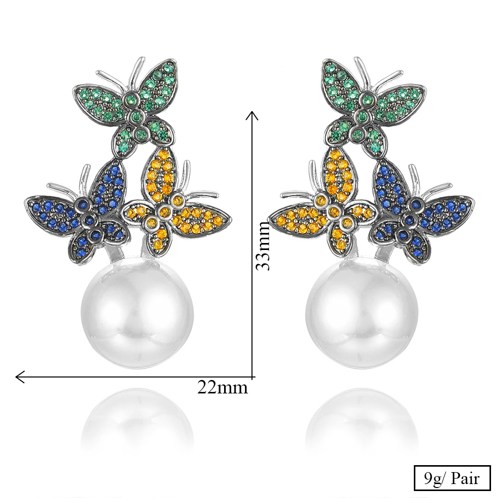 GODKI имитация жемчуга Подвески Серьги в виде бабочек для женщин свадебные Дубай Свадебные серьги Эффектные серьги для конфет и ювелирных изделий