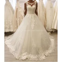Бальное платье принцессы; Свадебные платья с длинными рукавами; Романтическое Платье с лифом; свадебное платье с кружевной аппликацией; Новинка