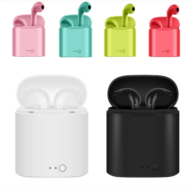 Auriculares Tws i7s inalámbricos por Bluetooth 5,0, auriculares de Color rosa/azul para Samsung, iPhone, Huawei, regalo de Navidad para niños