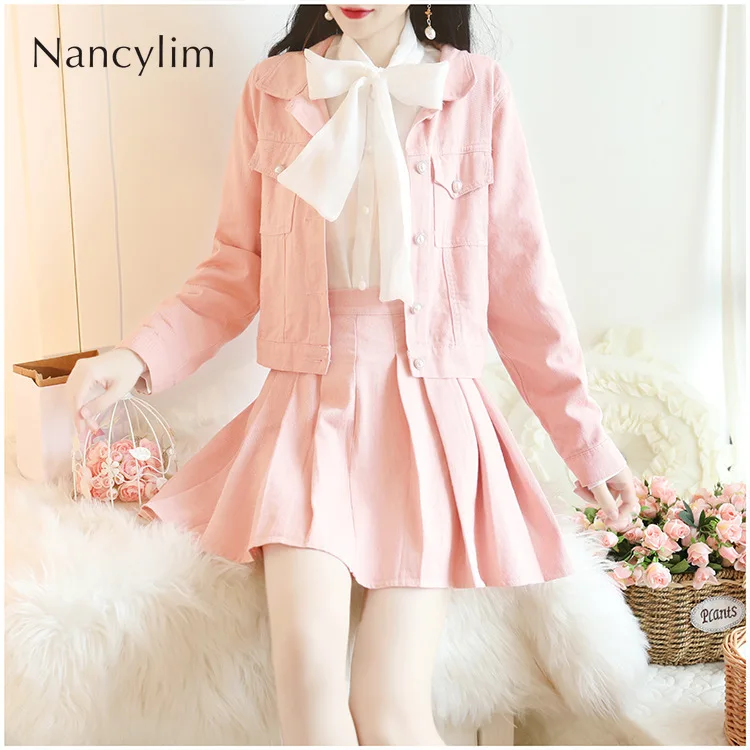 2019 новая Корейская однотонная джинсовая куртка + рубашка с длинными рукавами и