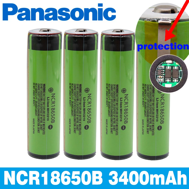 Panasonic оригинальная защищенная 18650 NCR18650B 3,7 в литий-ионная аккумуляторная батарея с 3400 мАч для использования flashlig+ PCB