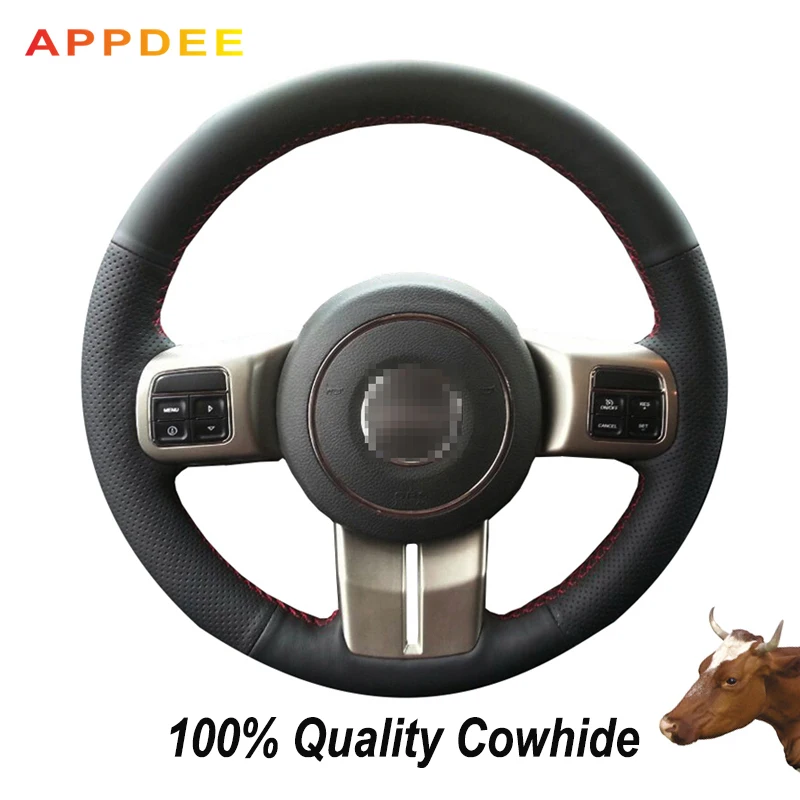 Чехол рулевого колеса из натуральной кожи для Jeep Grand Cherokee 2011 13 Compass Wrangler Patriot