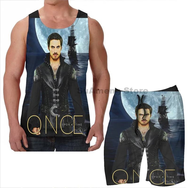 Summer funny print men Tank Tops Women Captain Hook Comic Poster Moonlight beach shorts women sets fitness vest | Мужская одежда