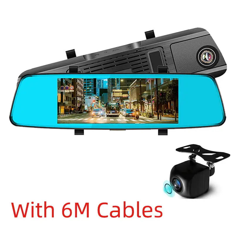 5,5 ''Автомобильный видеорегистратор ips 1080P с двойным объективом камера заднего вида циклическая запись Обнаружение движения парковочный монитор g-сенсор видеорегистратор H42 - Название цвета: H42-6M Cables