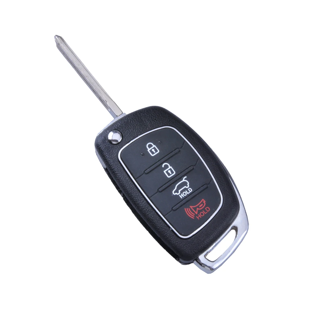 

WFMJ Smart Remote Flip Floding Keyless Entry Uncut 4 Buttons Car Key Case Shell Fob for 2013 2014 Hyundai Santa Fe ix45 No Chip