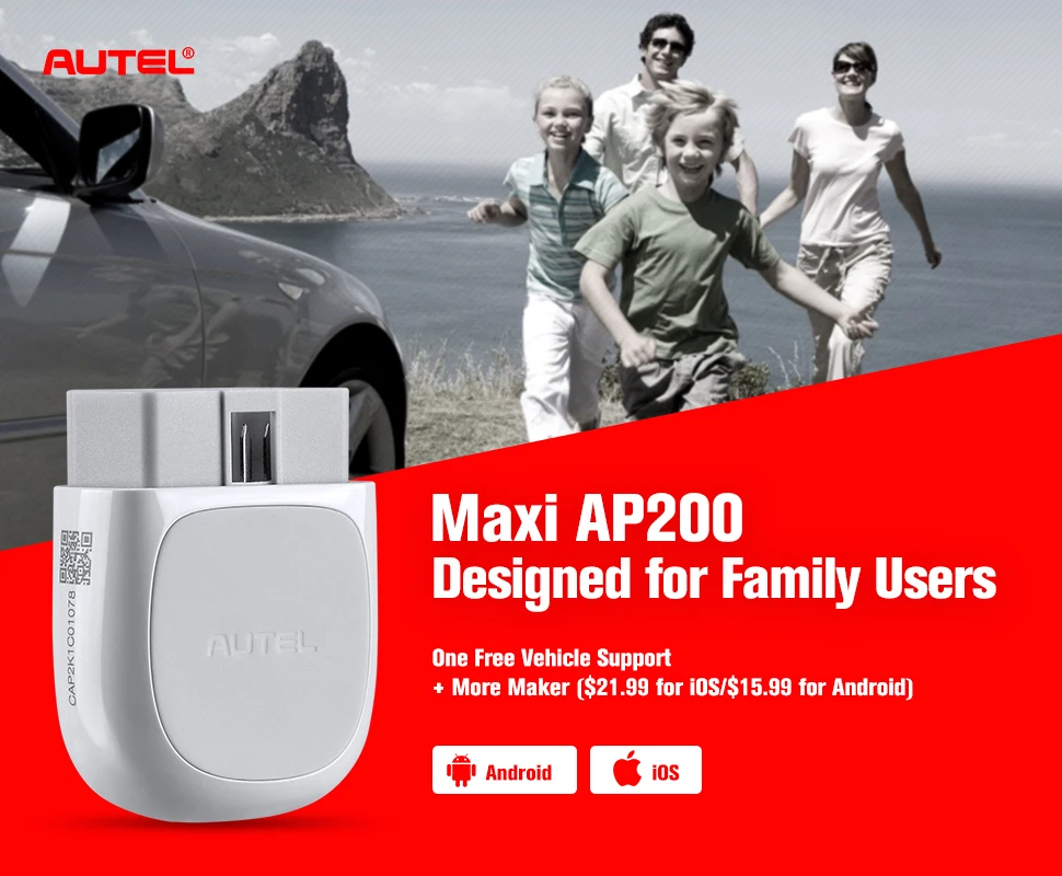 

Wholesale price Autel AP200 Bluetooth OBD2 Scanner Code Reader Full Systems Diagnoses AutoVIN TPMS IMMO Family DIYers PK MX808