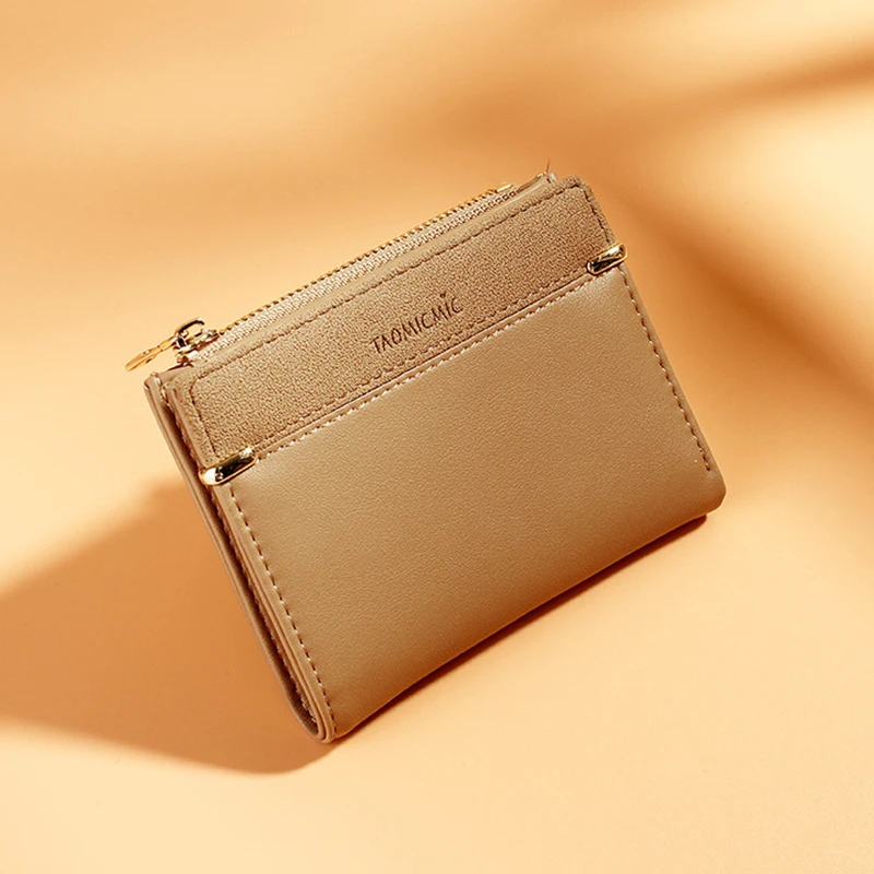 

Casual Scrub Leather Mini Wallets Solid Color Girls Purses Two Folding Hasp Clip Wallets Short Ladies Clutch Credit Card Holders