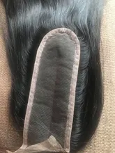 Pelo humano liso con cierre de encaje, pelo peruano con pelo de bebé, Color Natural, 8-22 pulgadas, 2x6