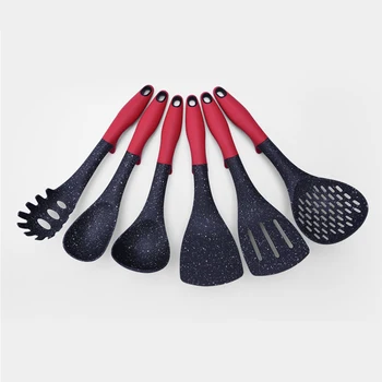 

7 Pcs Kitchenware Set Kitchen Utensil Non-stick Heat-resisting Nylon Cooking Tool Sets With Rotating Organizing Stand