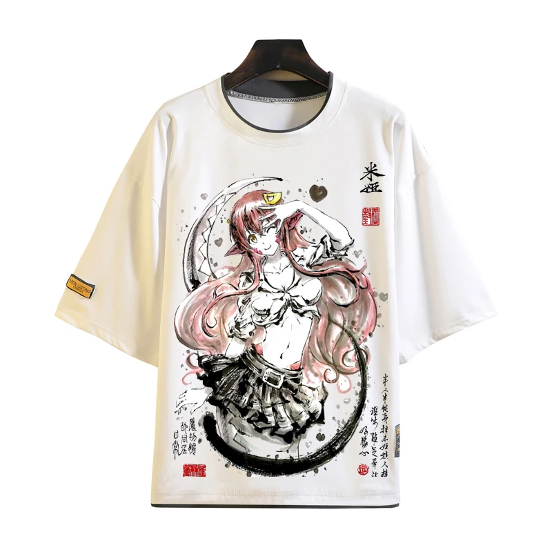 

Anime Shirt Monster Musume T-Shirts Ink Painting Short Sleeve Everyday Life Cosplay Shirts