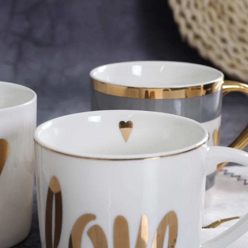 Best Fine Flawless Ceramic Coffee Cups and Mugs Gold Painting Porcelain Water MugLove Gift Drinkware Tools
