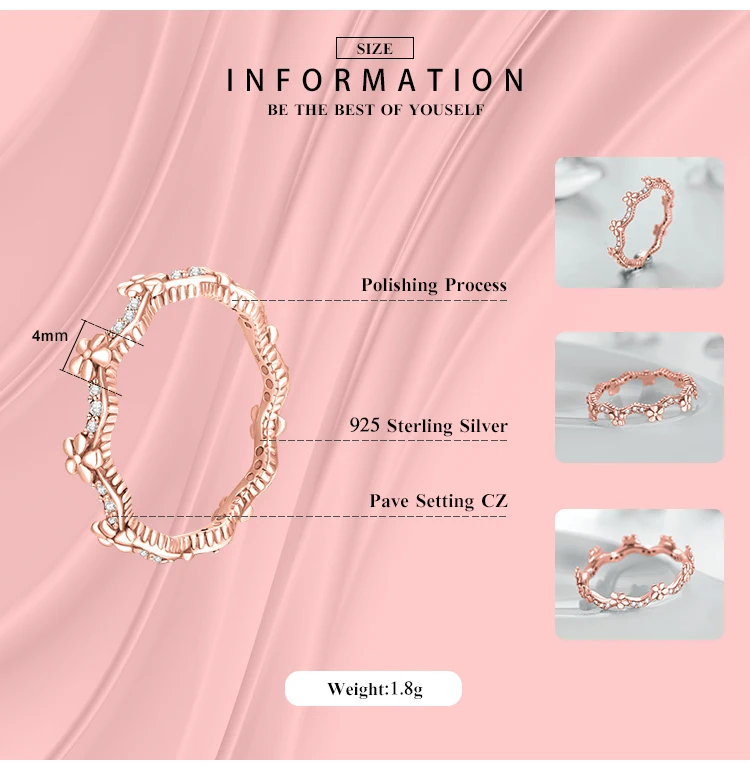 Modian Statement Finger Rings Fashion 3 Color Flower 925 Sterling Silver Stackable Charm Ring For Women Accessories Jewelry Gift