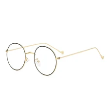 Новые модные женские круглые очки, черные, серебристые, Золотые очки в оправе, женские очки с бесцветными линзами, металлические очки для очков, оптические прозрачные очки