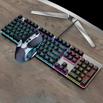 

Retro Plated Punk Keycaps Mechanical Keyboard Wired Gaming Keyboard 104 Anti-ghosting Blue Red Switch For Game Laptop PC