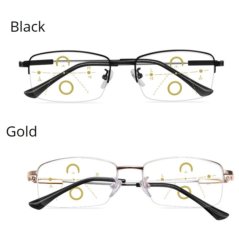 Memory Titanium Progressive Reading Glasses - Anti Blue Light, TR90 Frames, +1.0 To +4.0 Strength