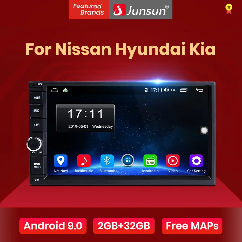 Junsun Android 9 0 2G + 32G DSP 2 din Автомобильный мультимедийный плеер радио для Nissan hyundai Kia VW