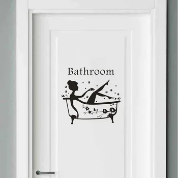 

Door Sticker Mobile Creative Wall Affixed With Decorative Wall Window Decoration Bathroom Door Deco Women наклейка на дверь X1