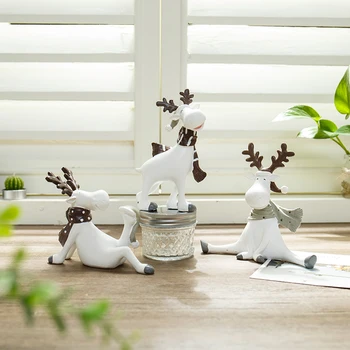 

Home Decoration Accessories Ornaments Christmas Deer Figurines Christmas Set Decorations forNew Year Decoration Toy Resin Animal