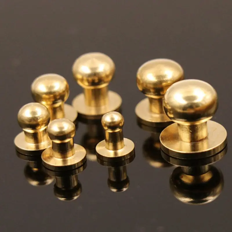 

5-8mm Solid Brass Round Head Stud Spot Screwback Screw Back Chicago Screw Nail Rivet Nipple Buckle Leather Craft Bag Belt Custom