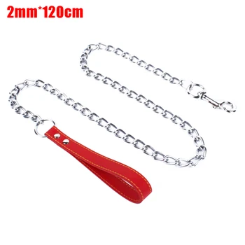 

Pet Leading Leather Handle Control Explosion Proof Outdoor Sturdy Dog Leash Heavy Duty Chain Pulling Cat Anti Lost Jogging