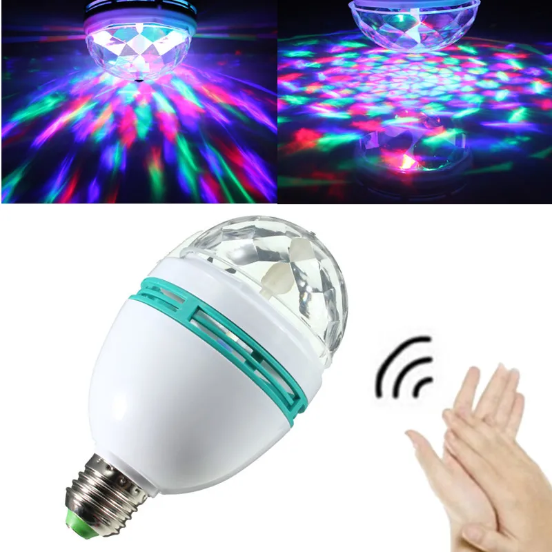 

RGB Voice Auto Rotating LED Stage Lighting Effect E27 3W 85-265V Colorful Rotating Ball Dance Light for DJ Party Disco